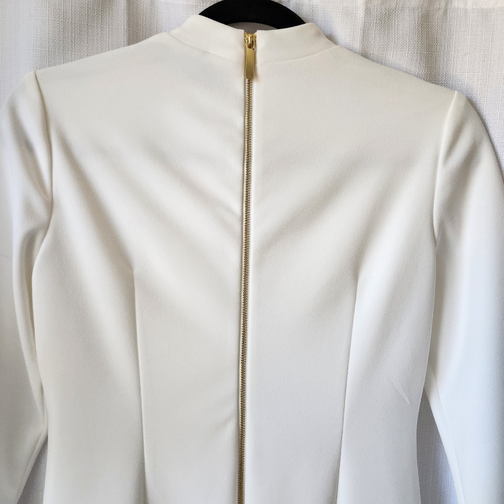 NWOT Andrew Marc Elegant White Long Sleeve Lined Mini Dress Size 4 - Picture 5 of 8